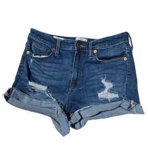 Universal Thread Womens High Rise Midi Denim Jean Shorts 8/29 Distressed